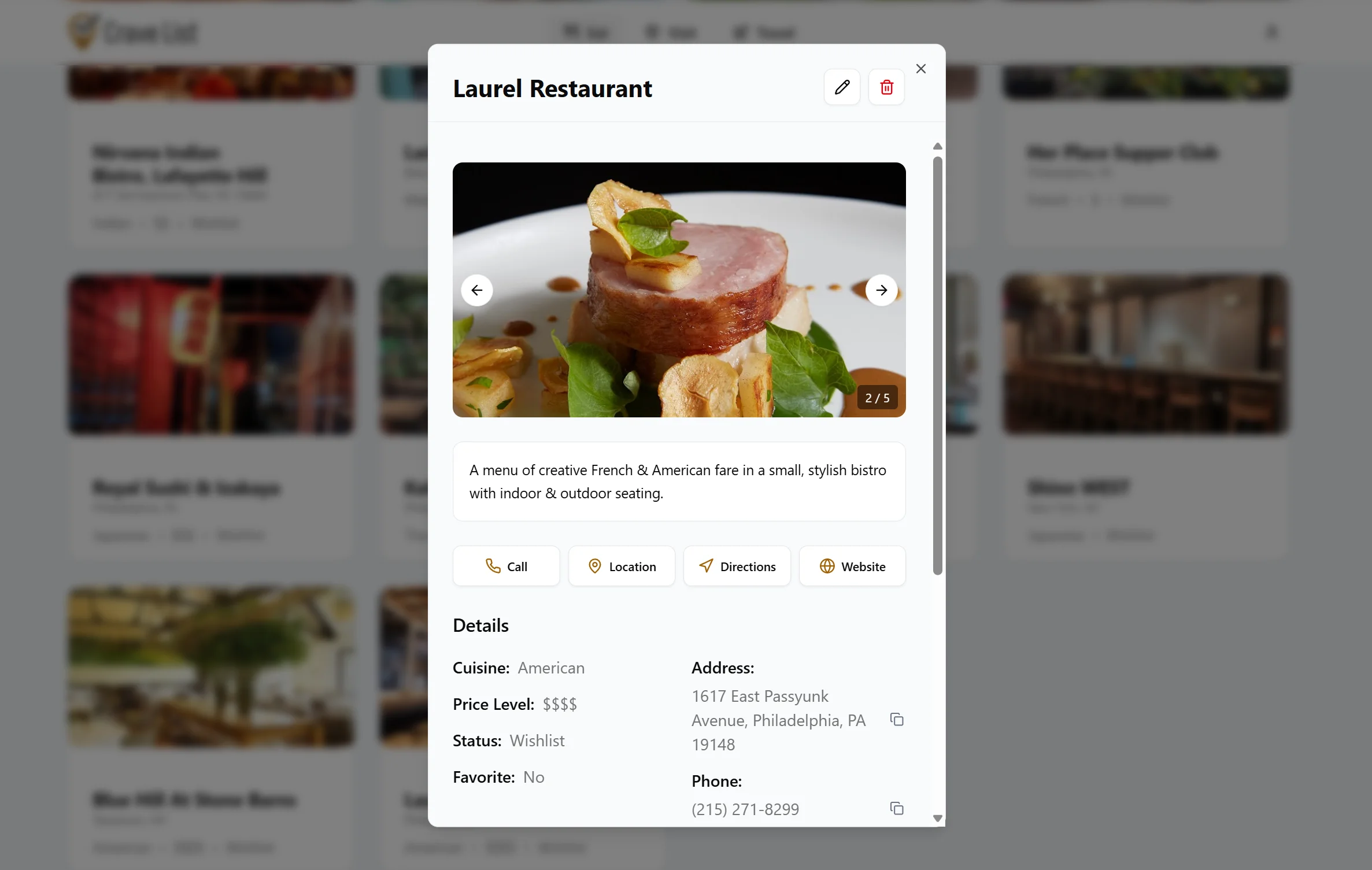 Crave List Features